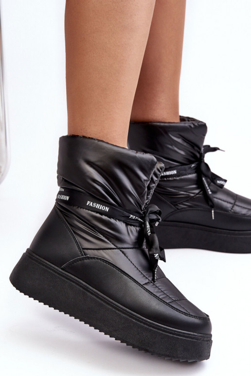 bottes de neige Wiązaniem couleur noire Siracna bottes de neige Wiązaniem couleur noire Siracna