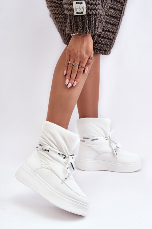 bottes de neige Wiązaniem couleur blanche Siracna bottes de neige Wiązaniem couleur blanche Siracna