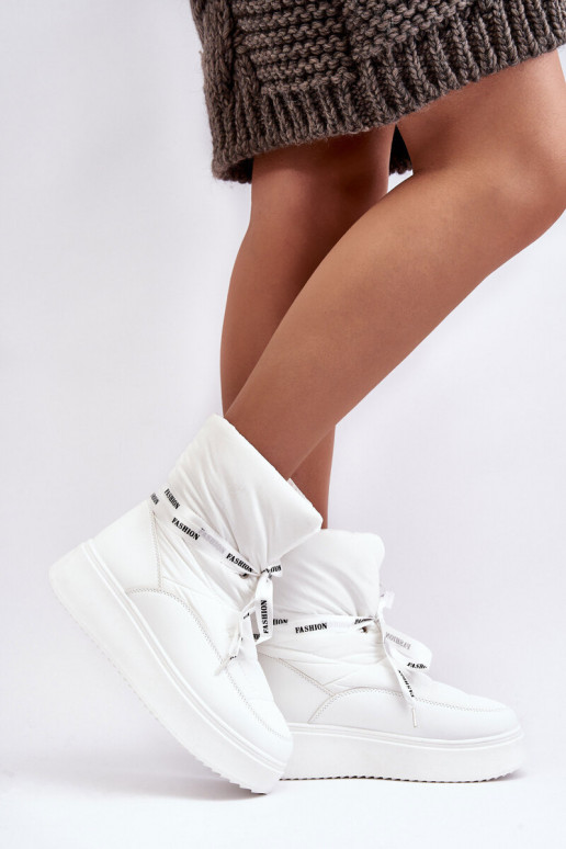 bottes de neige Wiązaniem couleur blanche Siracna bottes de neige Wiązaniem couleur blanche Siracna