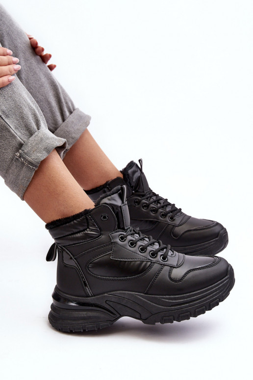 chaussures de sport chauffées à lacets de couleur noire Dejana chaussures de sport chauffées à lacets de couleur noire Dejana