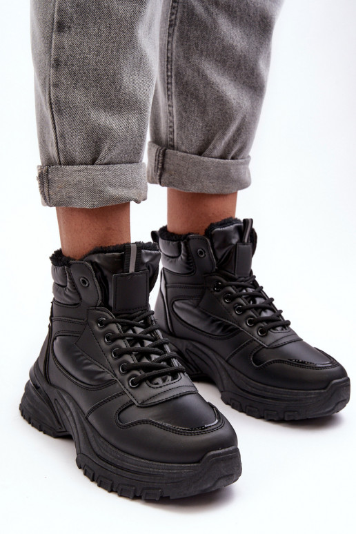 chaussures de sport chauffées à lacets de couleur noire Dejana chaussures de sport chauffées à lacets de couleur noire Dejana