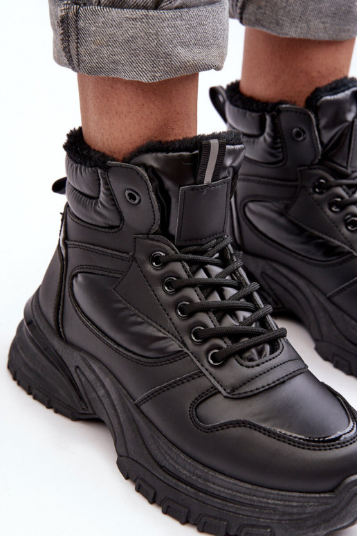 chaussures de sport chauffées à lacets de couleur noire Dejana chaussures de sport chauffées à lacets de couleur noire Dejana