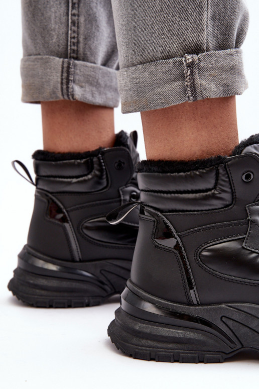 chaussures de sport chauffées à lacets de couleur noire Dejana chaussures de sport chauffées à lacets de couleur noire Dejana