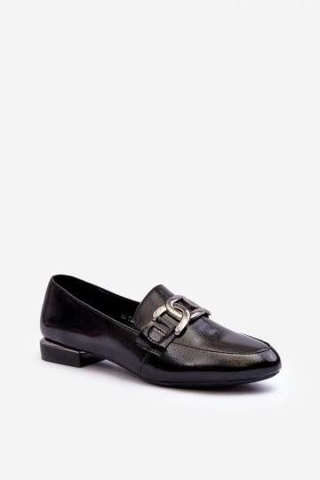 mocassins pour femmes effet laqué avec ornements en noir Camilena