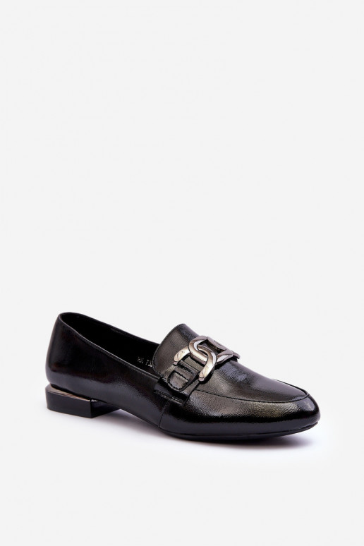 mocassins pour femmes effet laqué avec ornements en noir Camilena