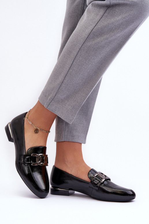 mocassins pour femmes effet laqué avec ornements en noir Camilena