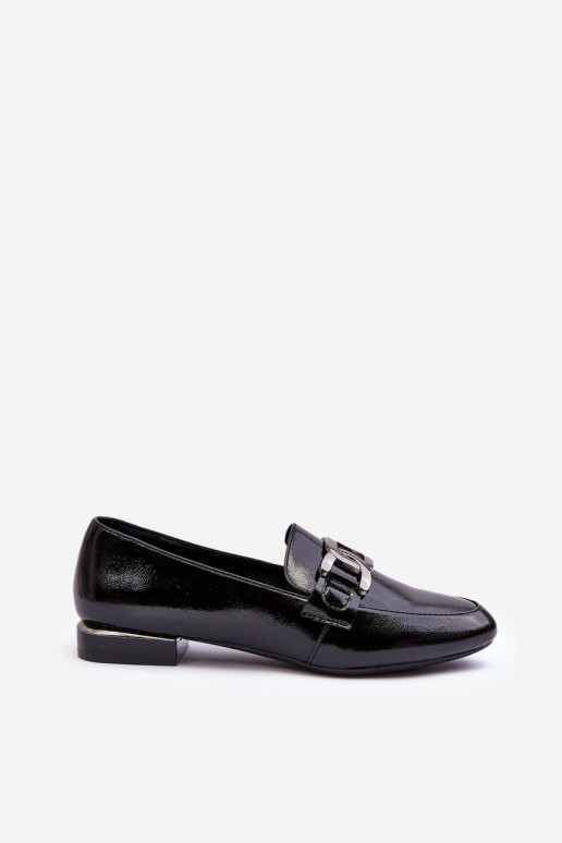 mocassins pour femmes effet laqué avec ornements en noir Camilena