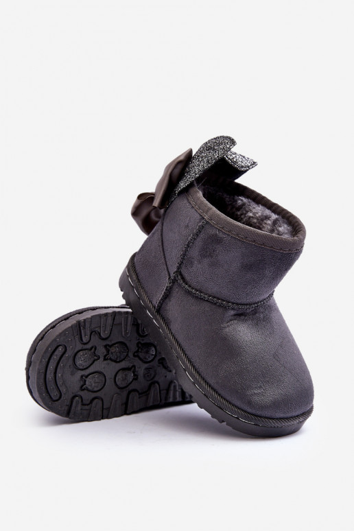 Bottes de neige chauffées pour enfants avec rubans gris Meriva Bottes de neige chauffées pour enfants avec rubans gris Meriva