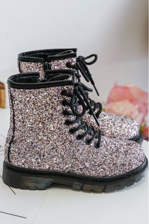 Bottes pour enfants avec un brillant réchauffé avec des fermetures éclair couleur rose Saussa
