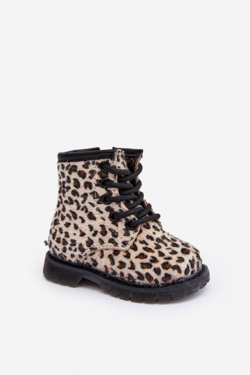 Chaussures chaudes pour enfants avec fermetures éclair beige Goopy