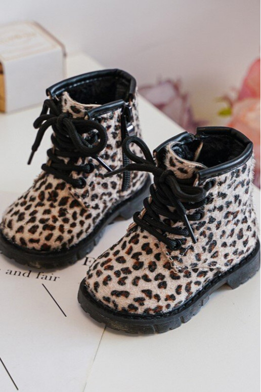 Chaussures chaudes pour enfants avec fermetures éclair beige Goopy