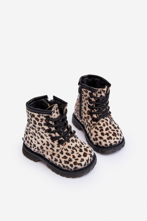 Chaussures chaudes pour enfants avec fermetures éclair beige Goopy