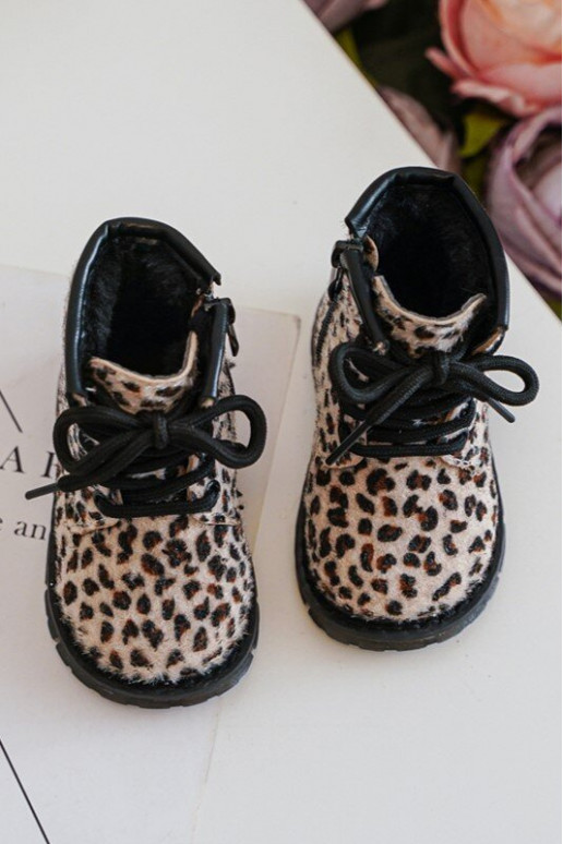 Chaussures chaudes pour enfants avec fermetures éclair beige Goopy