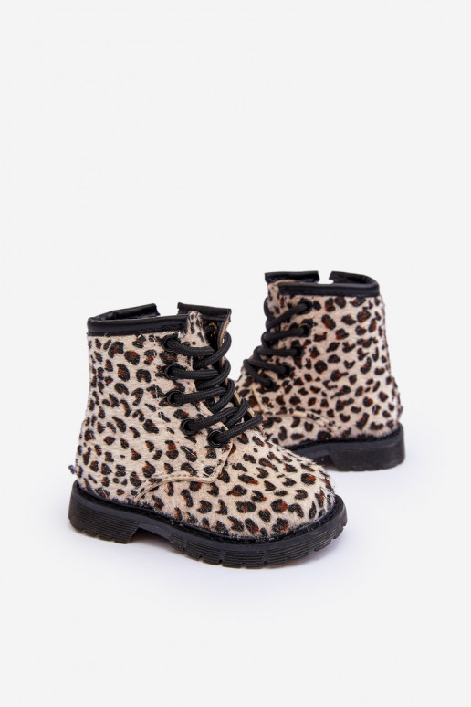 Chaussures chaudes pour enfants avec fermetures éclair beige Goopy