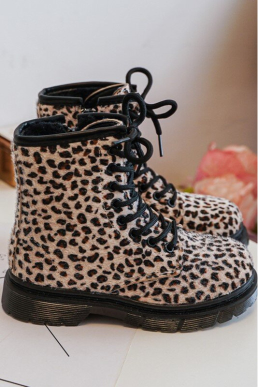 Chaussures chaudes pour enfants avec fermetures éclair beige Goopy