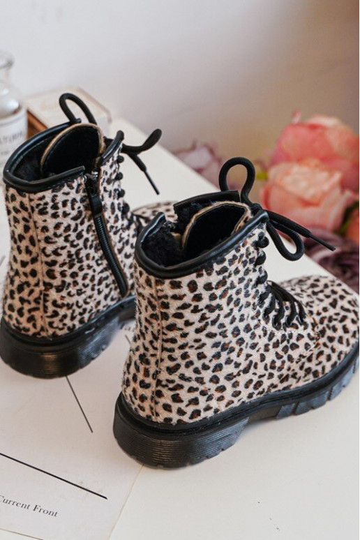 Chaussures chaudes pour enfants avec fermetures éclair beige Goopy