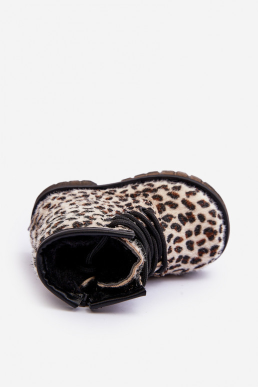Chaussures chaudes pour enfants avec fermetures éclair beige Goopy