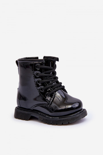 Bottines pour enfants effet laqué avec fermetures éclair en noir Tibbie