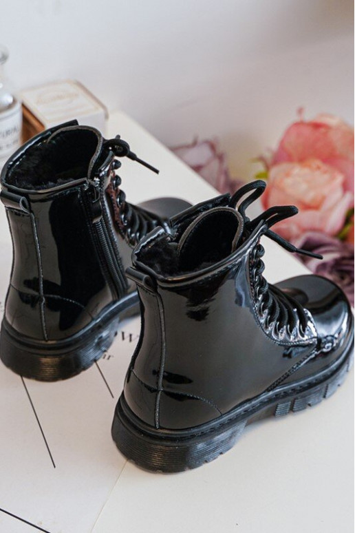 Bottines pour enfants effet laqué avec fermetures éclair en noir Tibbie