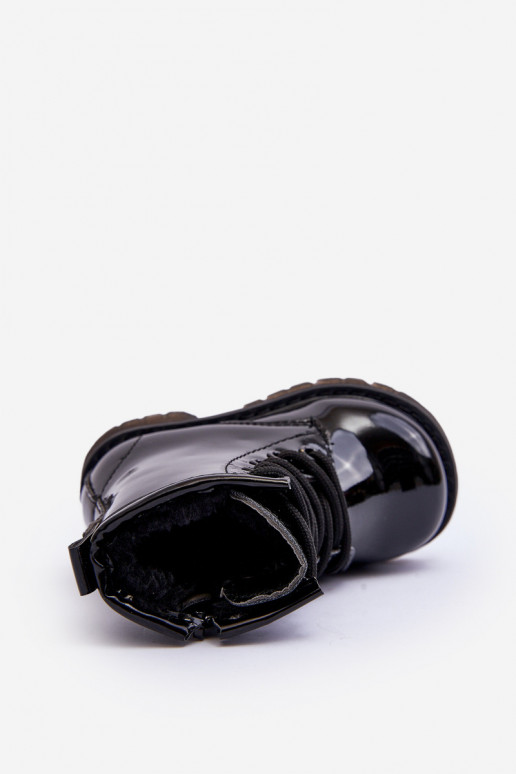 Bottines pour enfants effet laqué avec fermetures éclair en noir Tibbie