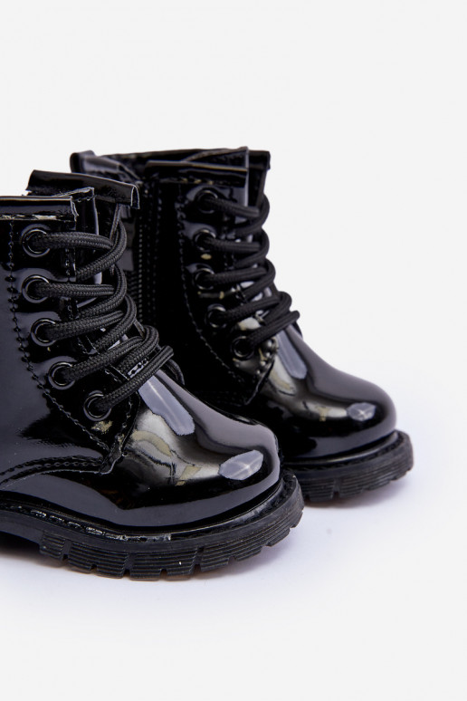 Bottines pour enfants effet laqué avec fermetures éclair en noir Tibbie
