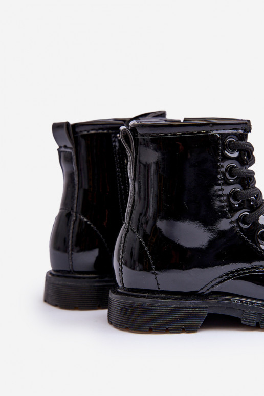 Bottines pour enfants effet laqué avec fermetures éclair en noir Tibbie