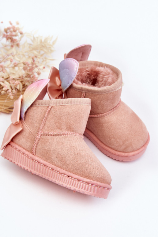 Bottes de neige chauffées pour enfants avec rubans rose Meriva