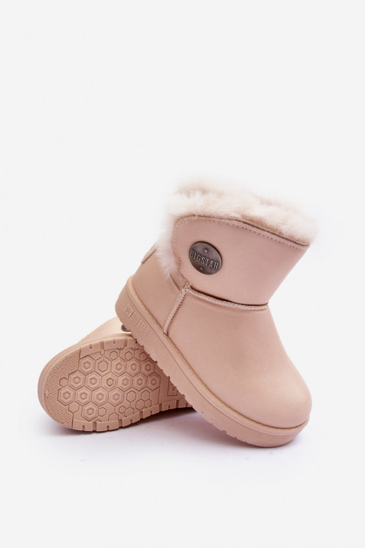 Bottes de neige pour enfants réchauffées avec intérieur en fourrure beige Big Star MM374084 Bottes de neige pour enfants réchauffées avec intérieur en fourrure beige Big Star MM374084