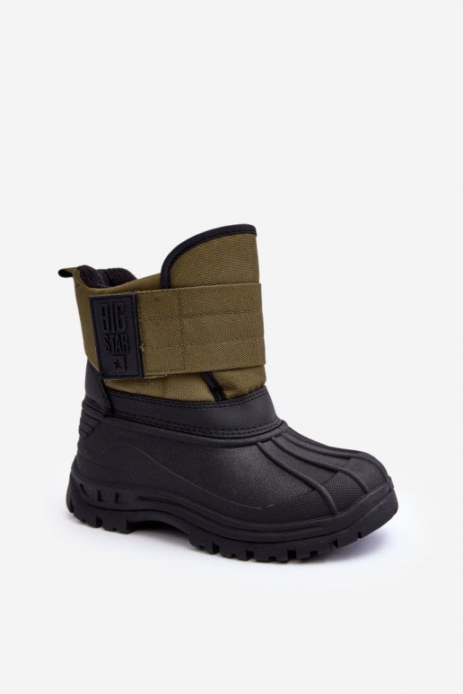 Bottes de neige enfant à fermetures adhésives réchauffées kaki Big Star MM374123 Bottes de neige enfant à fermetures adhésives réchauffées kaki Big Star MM374123