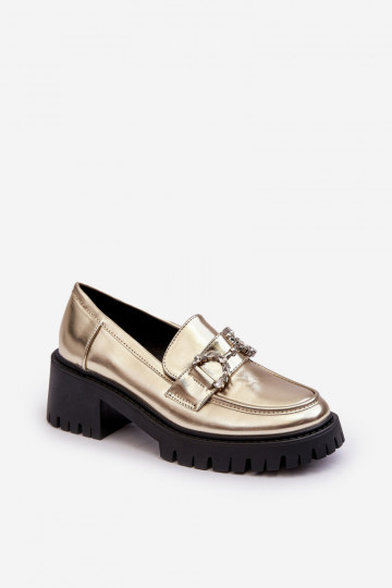 chaussures à talon large de couleur dorée Lemmitty