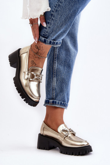 chaussures à talon large de couleur dorée Lemmitty 2