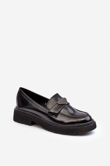 chaussures Mocassins à talons larges de couleur noir Venla