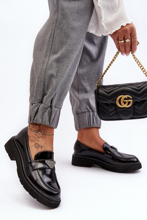 chaussures Mocassins à talons larges de couleur noir Venla chaussures Mocassins à talons larges de couleur noir Venla