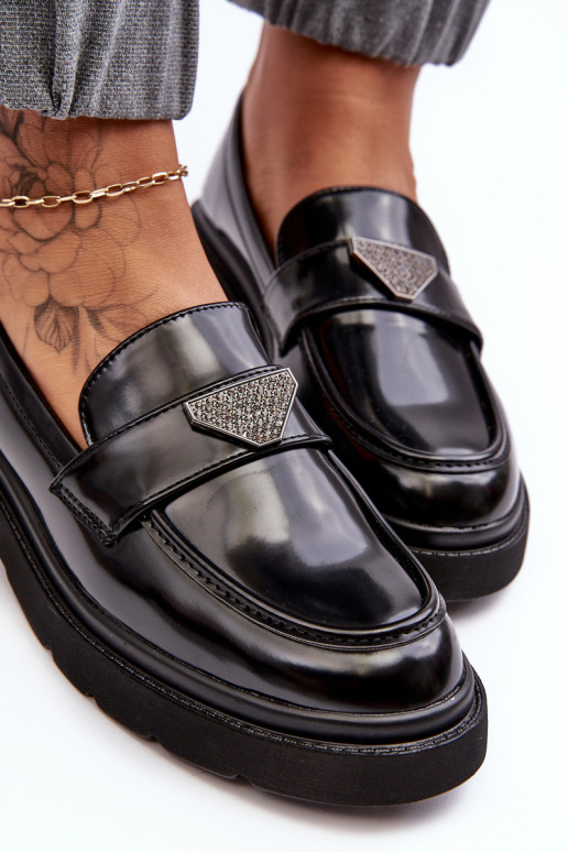 chaussures Mocassins à talons larges de couleur noir Venla chaussures Mocassins à talons larges de couleur noir Venla