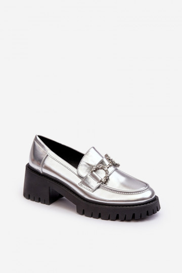chaussures à talon large de couleur argentée Lemmitty