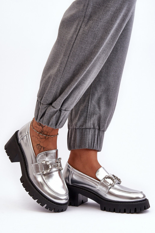 chaussures à talon large de couleur argentée Lemmitty