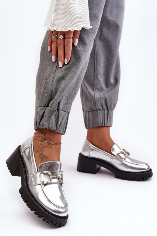 chaussures à talon large de couleur argentée Lemmitty chaussures à talon large de couleur argentée Lemmitty