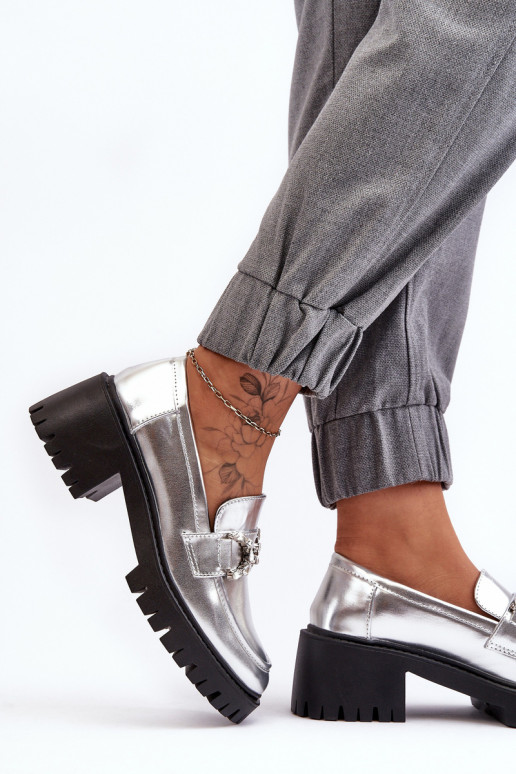 chaussures à talon large de couleur argentée Lemmitty