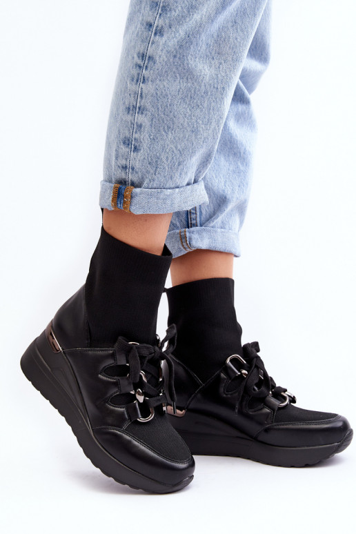 Bottines à semelle type chaussette de couleur noire Helladina