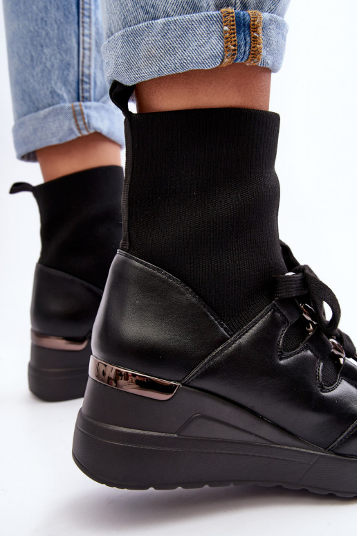 Bottines à semelle type chaussette de couleur noire Helladina