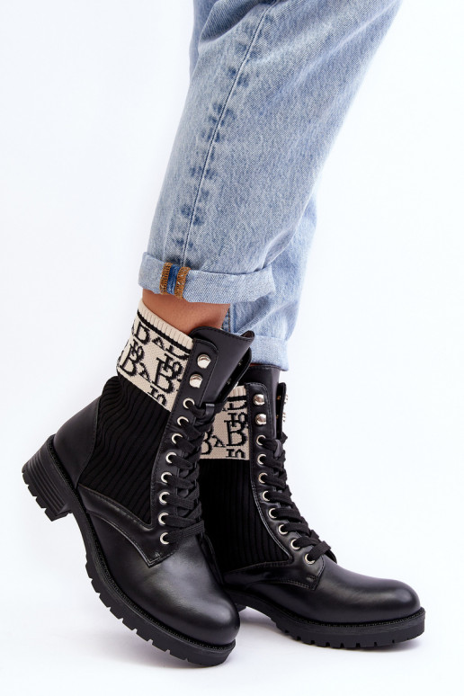 bottes à semelle type chaussette de couleur noire Hakina bottes à semelle type chaussette de couleur noire Hakina