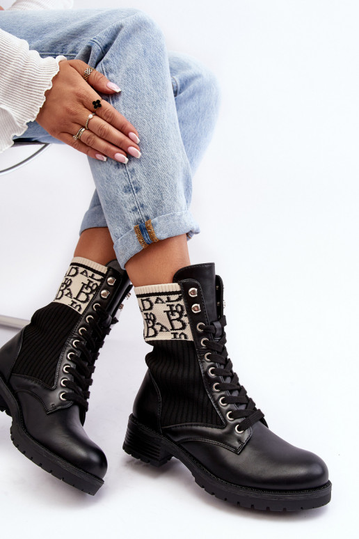 bottes à semelle type chaussette de couleur noire Hakina bottes à semelle type chaussette de couleur noire Hakina