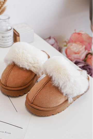 Chaussons enfant avec fourrure marron Birasta 2