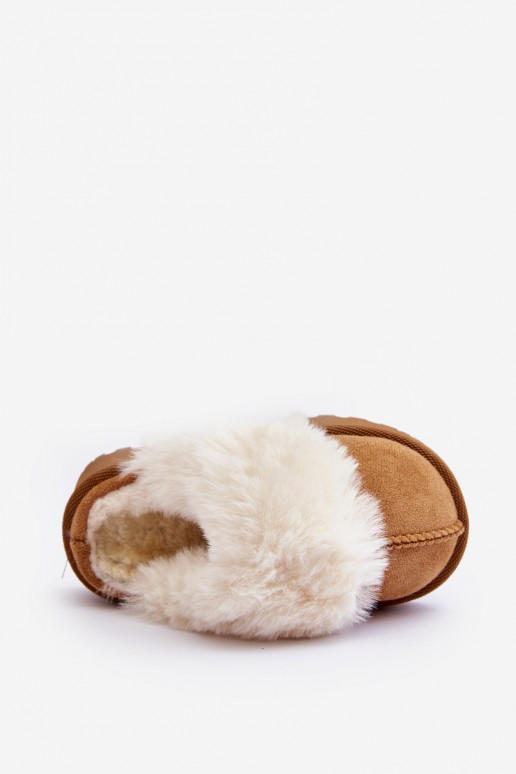 Chaussons enfant avec fourrure marron Birasta