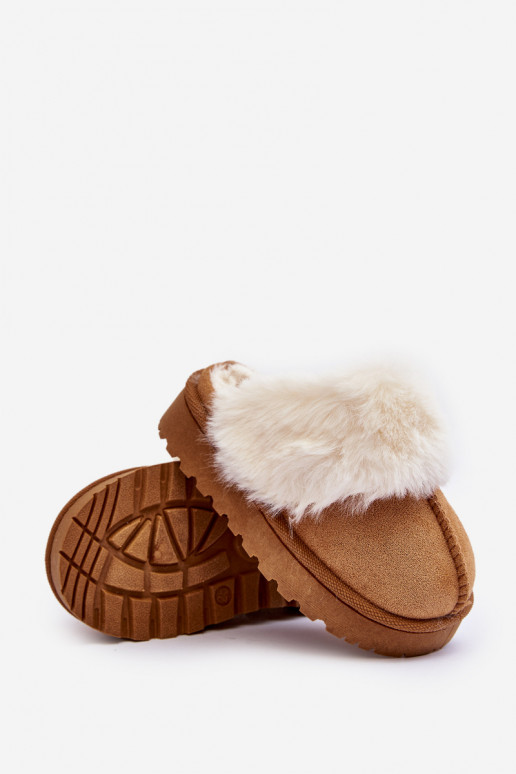 Chaussons enfant avec fourrure marron Birasta