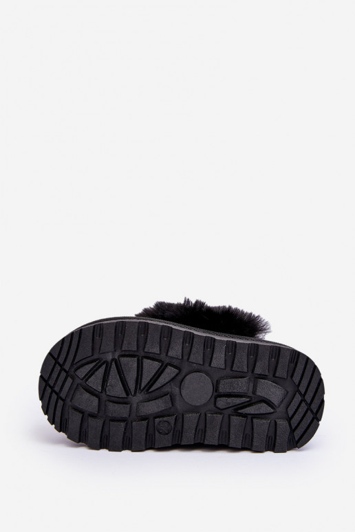 Chaussons pour enfants avec fourrure de couleur noire Birasta