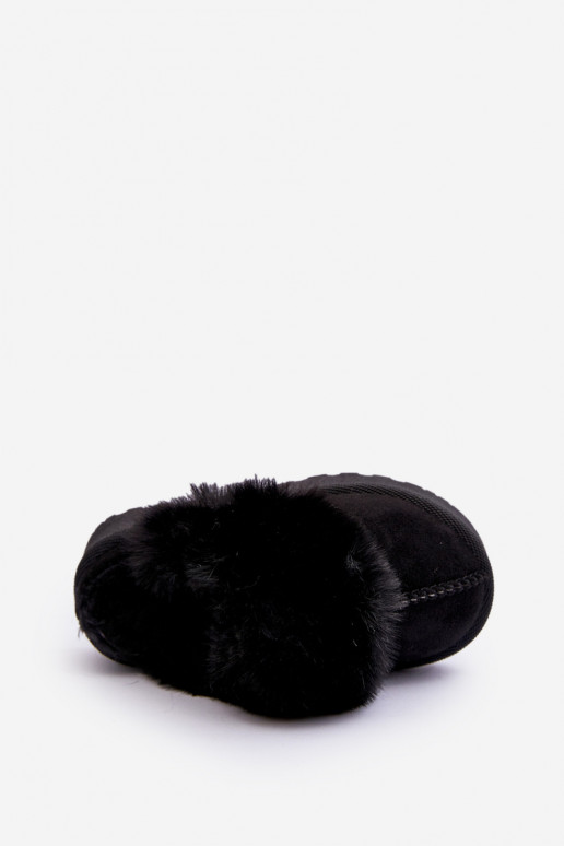 Chaussons pour enfants avec fourrure de couleur noire Birasta