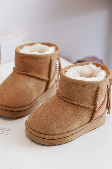 Bottes d'hiver chaudes pour enfants à franges de couleur marron Mikyla
