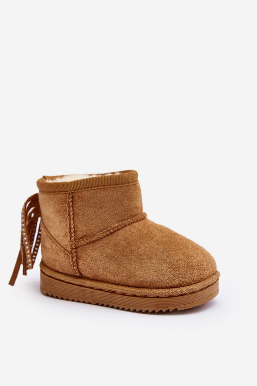 Bottes d'hiver chaudes pour enfants à franges de couleur marron Mikyla
