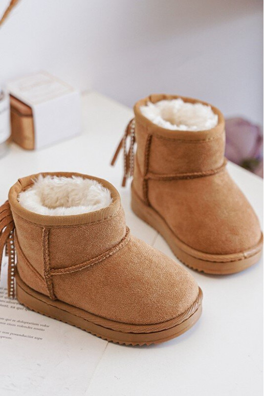 Bottes d'hiver chaudes pour enfants à franges de couleur marron Mikyla